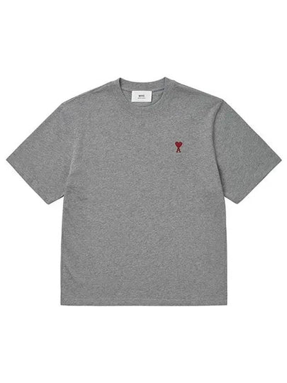 Small Heart Logo Boxy Fit Short Sleeve T-Shirt Grey - AMI - BALAAN 2