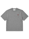 Small Heart Logo Boxy Fit Short Sleeve T-shirt Grey - AMI - BALAAN 6