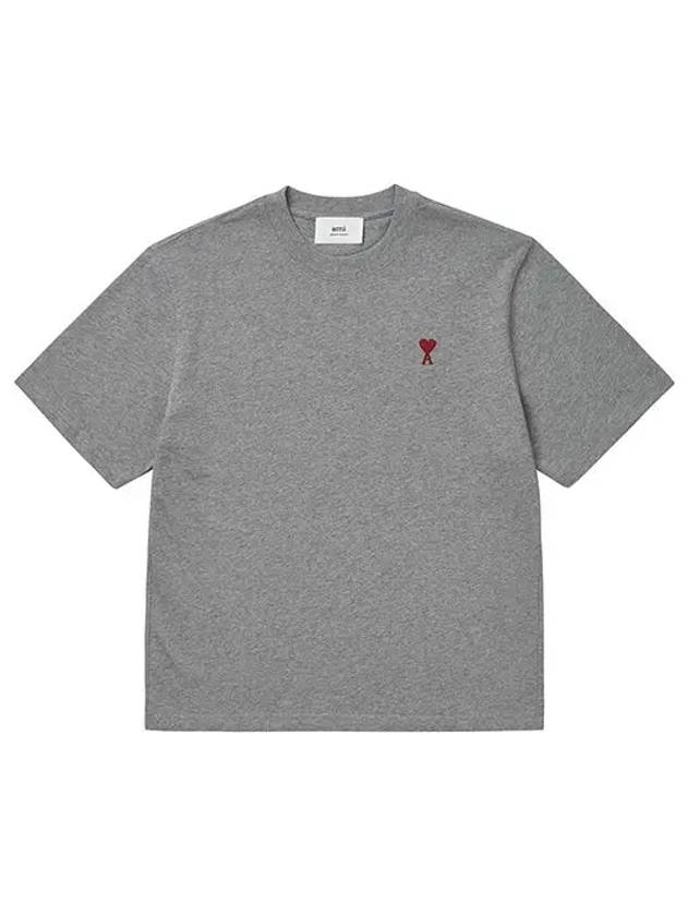 Small Heart Logo Boxy Fit Short Sleeve T-shirt Grey - AMI - BALAAN 5