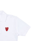 Red Double Heart Wappen Short Sleeve Polo Shirt White - COMME DES GARCONS - BALAAN 5