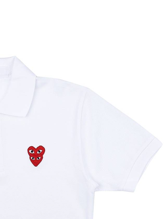 Men s Double Heart Waffen Polo T Shirt AZ P1T290 051 WHITE - COMME DES GARCONS - BALAAN 4