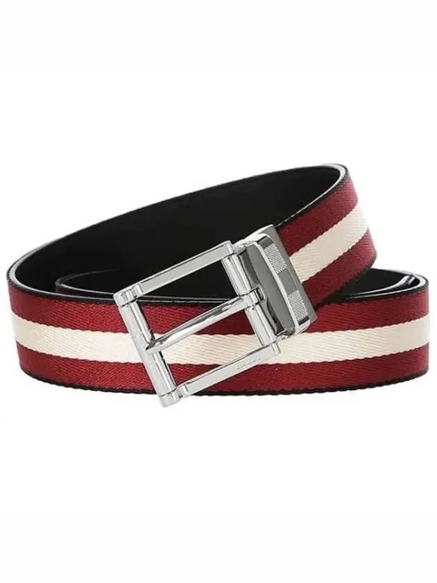 Logo Taylan 35MM Casual Reversible Belt Black Red - BALLY - BALAAN 2