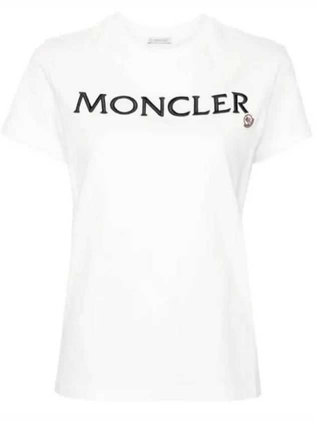 Embroidered Logo Cotton Short Sleeve T-Shirt White - MONCLER - BALAAN 2