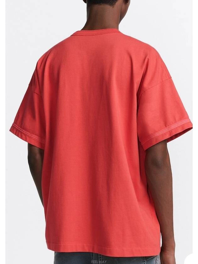 Oversized Fit Cotton Jersey Short Sleeve T-Shirt Red - DIOR - BALAAN 4