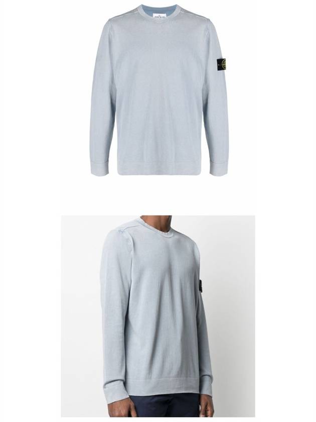 Wappen Patch Cotton Knit Top Blue Grey - STONE ISLAND - BALAAN 6