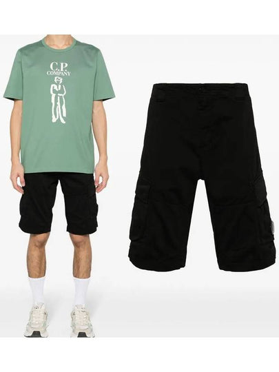 Stretch Satin Cargo Shorts Black - CP COMPANY - BALAAN 2