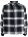 Men's Shadow Plaid Zip-Up Jacket Navy - STUSSY - BALAAN 3