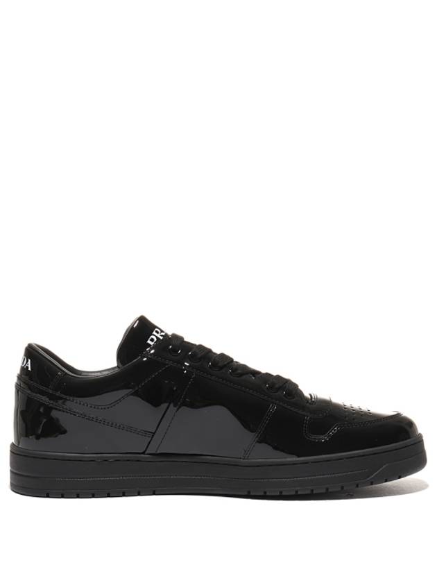 Men's Downtown Triangle Logo Leather Low Top Sneakers Black - PRADA - BALAAN 6