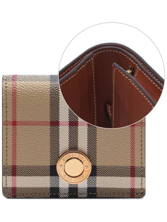 Check Small Leather Half Wallet Beige - BURBERRY - BALAAN 2