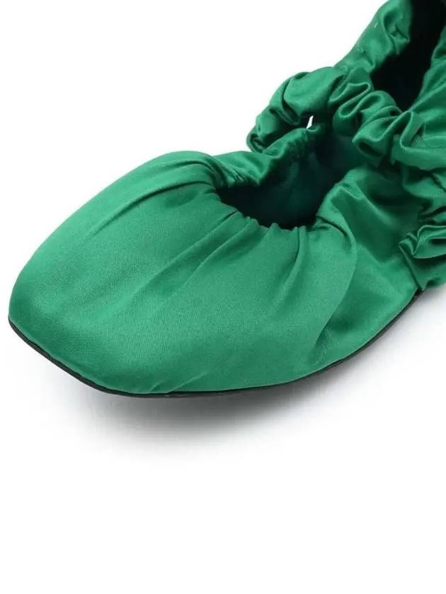 Scrunch Satin Ballerina Kelly Green - GANNI - BALAAN 5