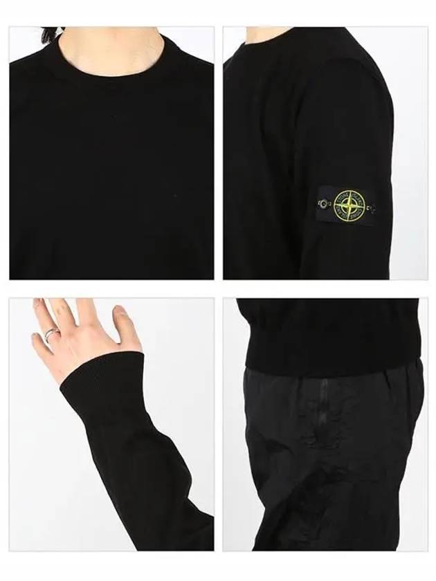 Logo Patch Knit Top Black - STONE ISLAND - BALAAN 4