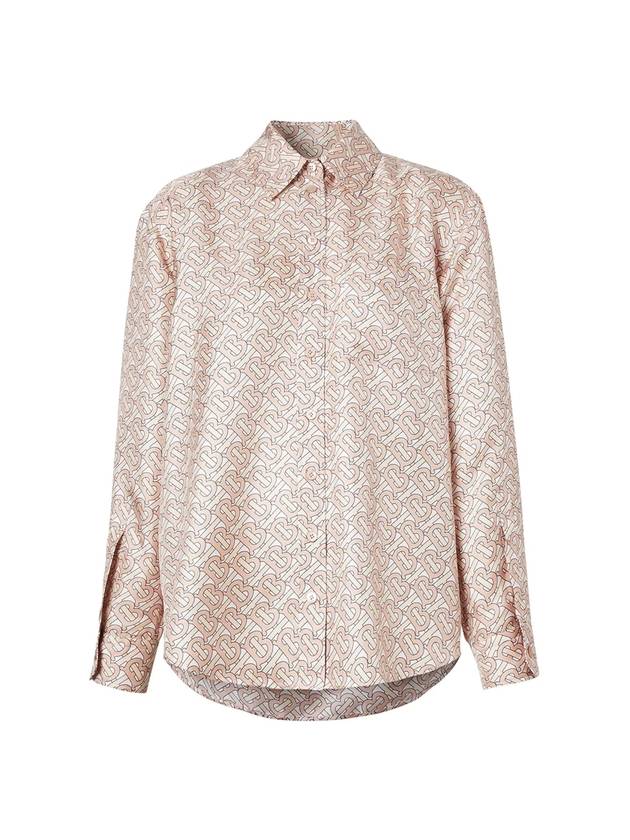 Women's Monogram Print Silk Long Sleeve Shirt Pink - BURBERRY - BALAAN 1