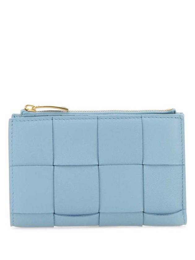 Intrecciato Flap Zipper Medium Half Wallet Light Blue - BOTTEGA VENETA - BALAAN 2