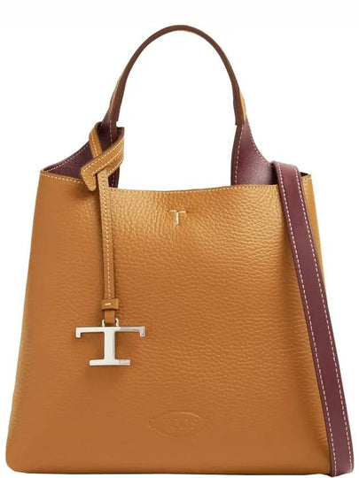 Logo Mini Leather Tote Bag Brown - TOD'S - BALAAN 2