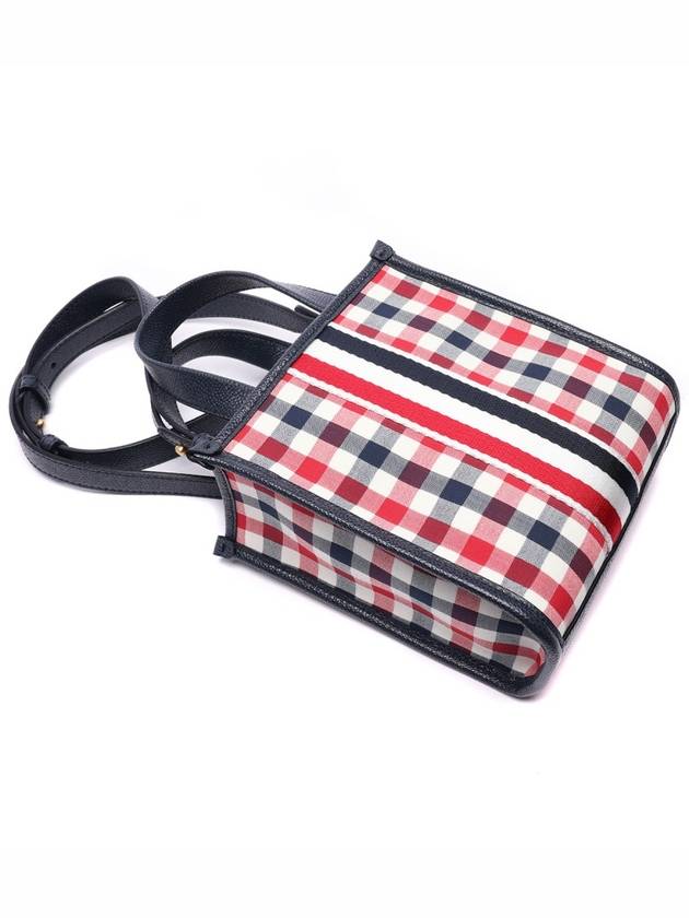 Webbing Striped Gingham Wool Seersucker Mini Tote Bag - THOM BROWNE - BALAAN 6