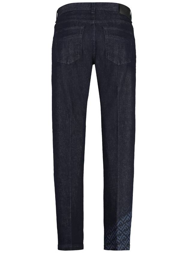 Men's Logo Print Straight Jeans Dark Blue - FENDI - BALAAN 3