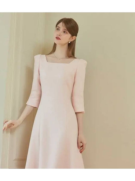 RISA Square neck tweed Dress Pink - AME - BALAAN 2