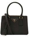 Galleria Saffiano Leather Micro Tote Bag Black - PRADA - BALAAN 1