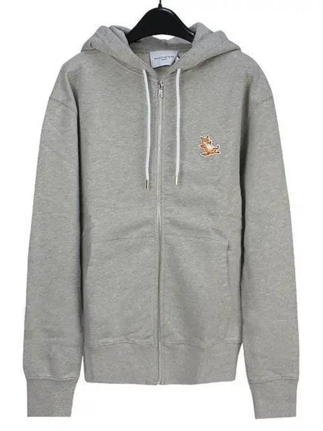 Chillax Fox Patch Hooded Zip Up Grey Melange - MAISON KITSUNE - BALAAN 2