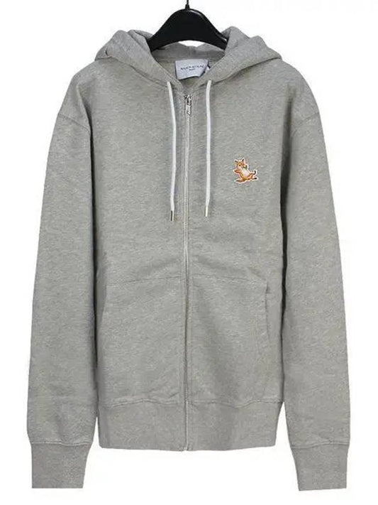 Chillax Fox Patch Hooded Zip Up Grey Melange - MAISON KITSUNE - BALAAN 2