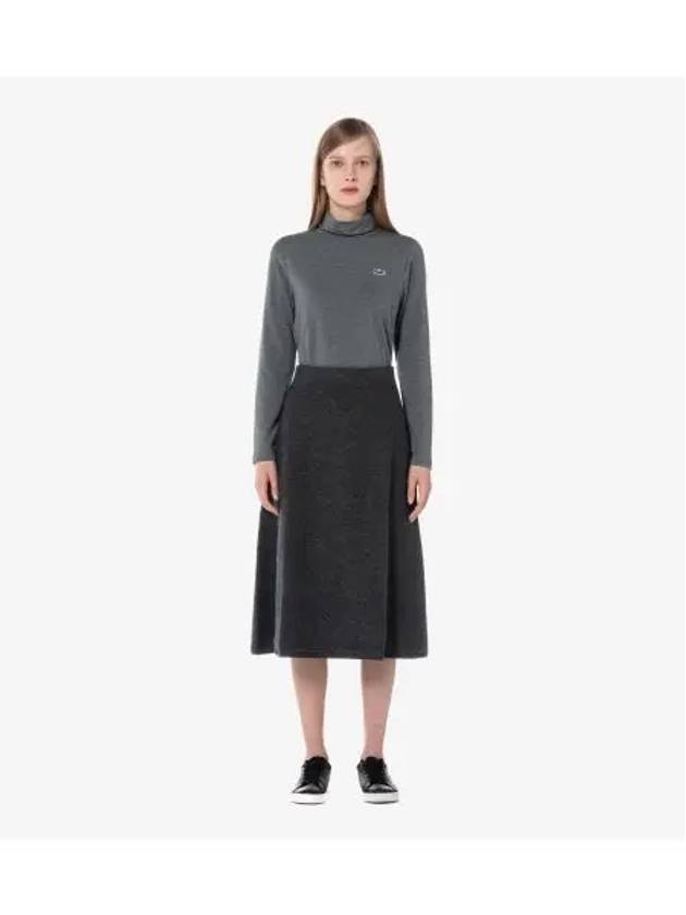 Women s Sweater Flare Skirt Charcoal Gray - LACOSTE - BALAAN 1