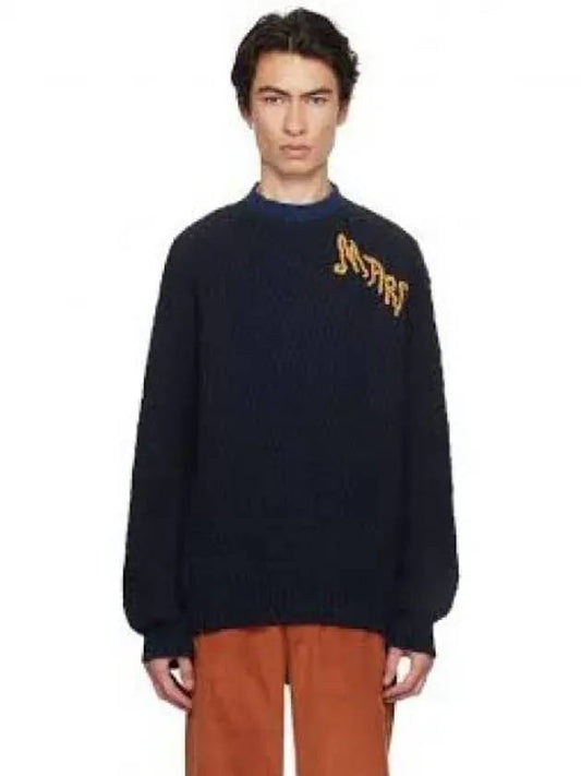 Maxi-Dot Mohair Logo Crew Neck Knit Top Black - MARNI - BALAAN 2