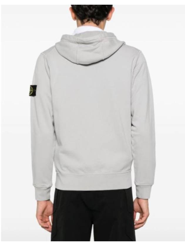 Organic Cotton Fleece Zip-Up Hoodie Grey - STONE ISLAND - BALAAN 8