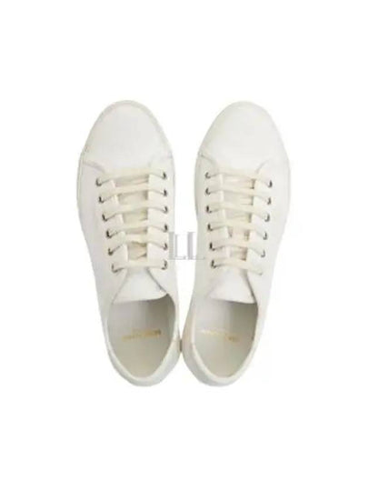 Malibu Logo Canvas Low Top Sneakers White - SAINT LAURENT - BALAAN 2