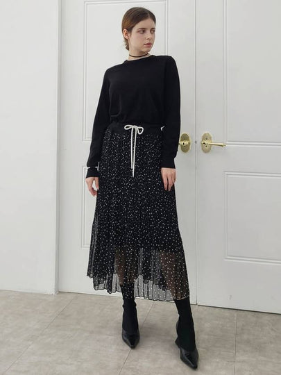 e knit dot chiffon pleated midi dress black - PRETONE - BALAAN 2