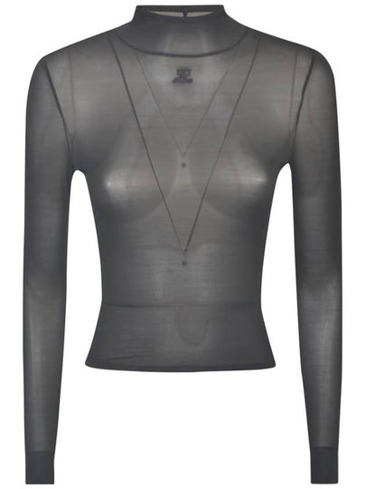 Second Skin Mock Neck Long Sleeve Shirt Black - COURREGES - BALAAN 2