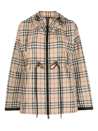 Women's Back-tone Check Zip-up Hooded Jacket Beige - BURBERRY - BALAAN 2