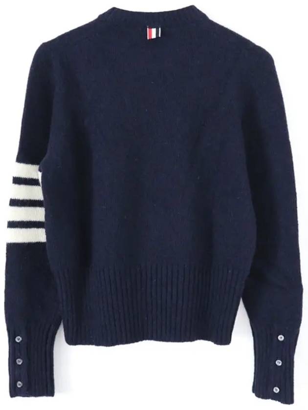 Diagonal Striped Mohair Wool Knit Top Navy - THOM BROWNE - BALAAN 4