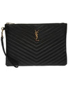 Gold Monogram Matelasse Clutch Bag Black - SAINT LAURENT - BALAAN 3