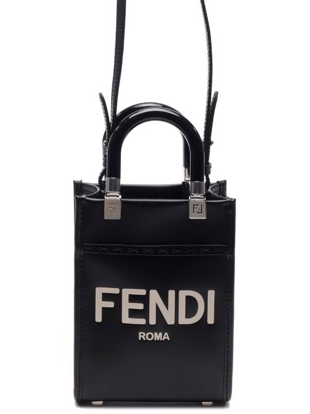 Sunshine Logo Shopper Leather Mini Bag Black - FENDI - BALAAN 2