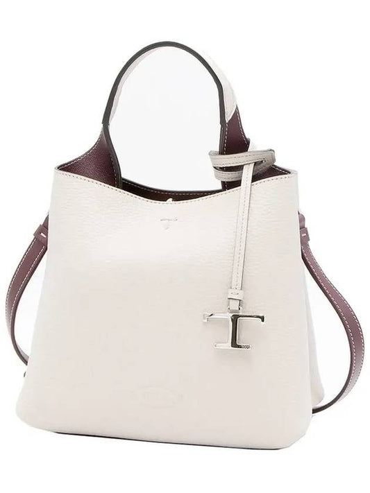 Logo Mini Leather Tote Bag White - TOD'S - BALAAN 2