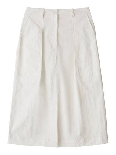 Audrey Cotton Slit Midi A Line Skirt Ivory - LESEIZIEME - BALAAN 1