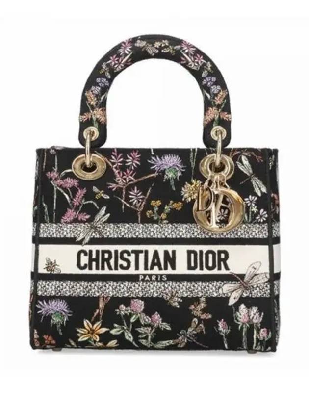 Lady D-Lite Herbarium Embroidery Medium Tote Bag Black - DIOR - BALAAN 2