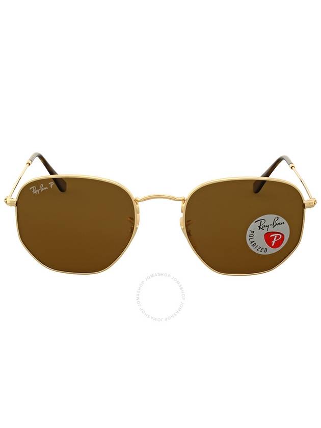 Ray Ban Hexagonal Flat Lenses Polarized Brown Unisex Sunglasses RB3548N 001/57 54 - RAY-BAN - BALAAN 1