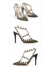 Women's Studded Multi-Strap Slingback Heel Army Gray - VALENTINO - BALAAN 3