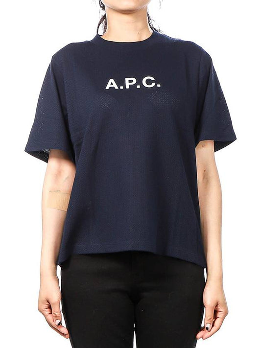 Mae Pique Mesh Short Sleeve T-Shirt Navy - A.P.C. - BALAAN 2