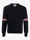 Men's Milan Stitch Armband Crew Neck Knit Top Navy - THOM BROWNE - BALAAN 3