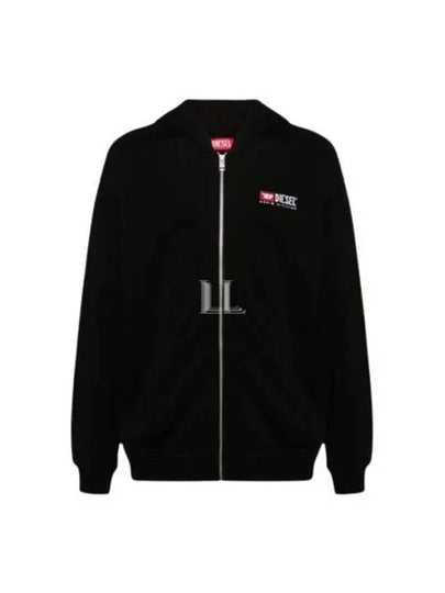 S Boxt Logo Embroidery Zip Up Hoodie Black - DIESEL - BALAAN 2