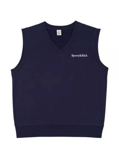 Sporty Rich VEST NAVYwhite VN841 Logo - SPORTY & RICH - BALAAN 1