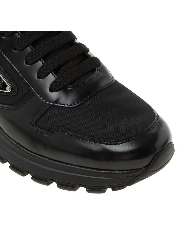 Prax 01 Re-Nylon Brushed Leather Low-Top Sneakers Black - PRADA - BALAAN 10