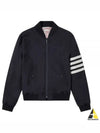 Diagonal Striped Knit Rib Blouson Bomber Jacket Navy - THOM BROWNE - BALAAN 2