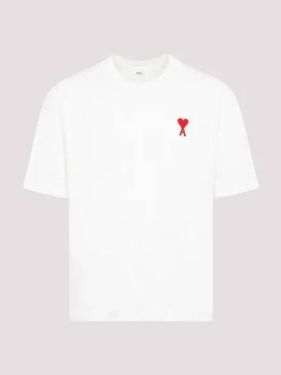 Small Heart Logo Boxy Fit Short Sleeve T-Shirt White - AMI - BALAAN 2