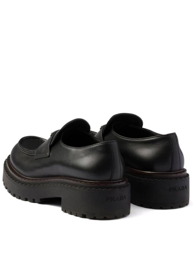 Triangle Logo Leather Loafers Black - PRADA - BALAAN 7