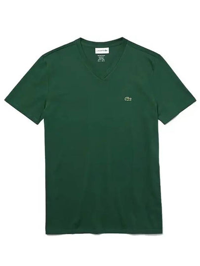 Men's Logo V-Neck Short Sleeve T-shirt Green - LACOSTE - BALAAN 2