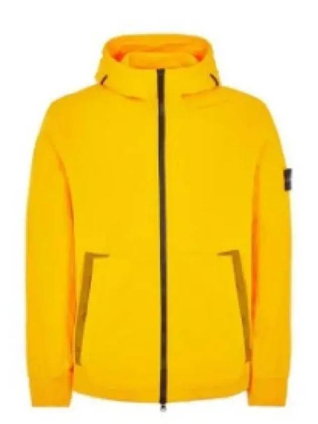 Men's Wappen Patch Softshell Zip Up Hoodie Yellow - STONE ISLAND - BALAAN 2