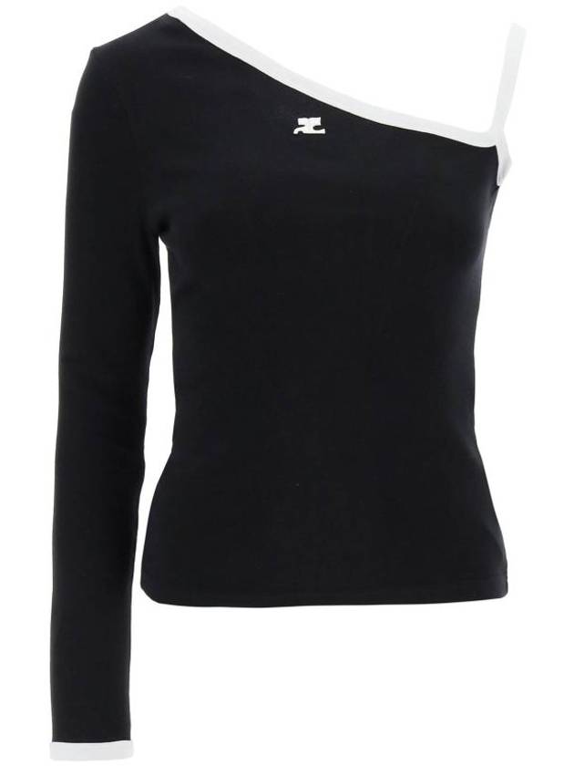 Asymmetric One Sleeve T-Shirt Black - COURREGES - BALAAN 1